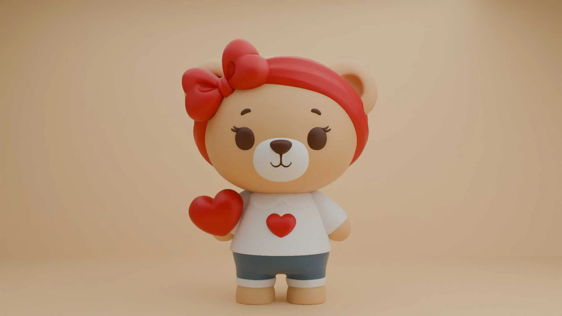 Valentine cute teddy bear 3D Print Model .c4d .max .obj .3ds .fbx .stl .blend 