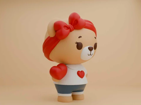 Valentine cute teddy bear 3D Print Model