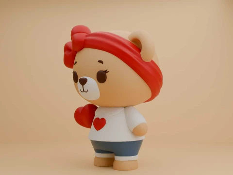 Valentine cute teddy bear 3D Print Model