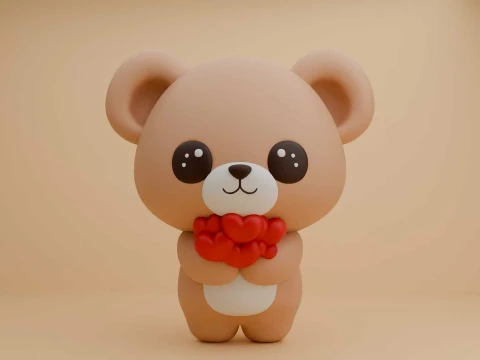 Valentine cute teddy bear 3D Принт Модель