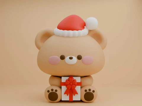 Cute christmas teddy bear Model do druku 3D