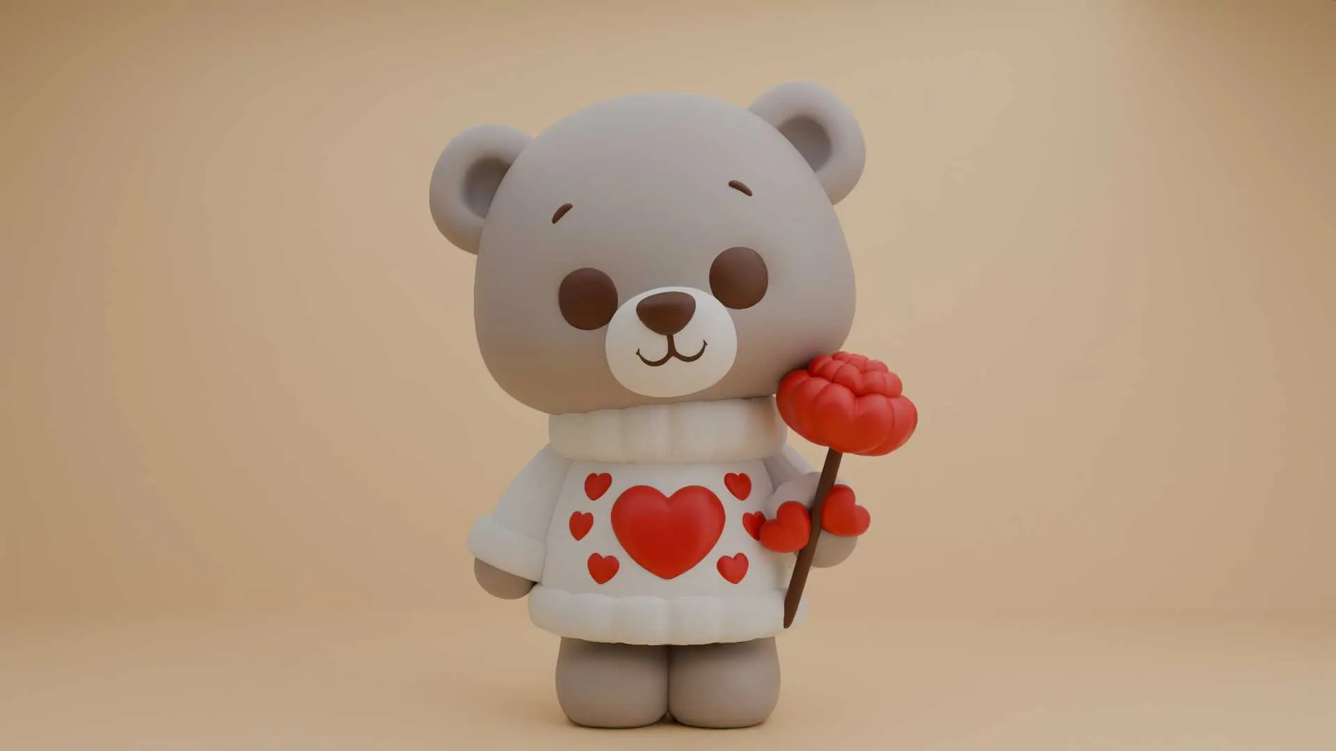 Valentine cute teddy bear 3D Print Model .c4d .max .obj .3ds .fbx .stl .blend 