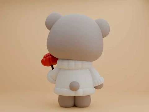 Valentine cute teddy bear 3D Print Model