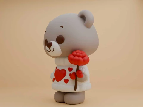 Valentine cute teddy bear 3D Print Model