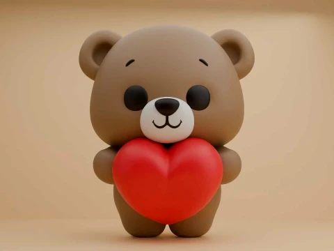 Valentine cute teddy bear 3Dプリントモデル