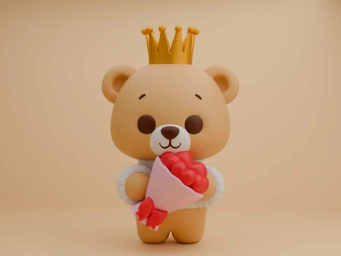 Valentine cute teddy bear 3D Print Model