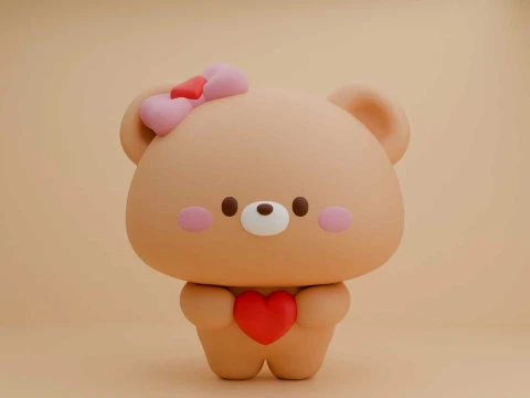 Valentine cute teddy bear 3D Print Model