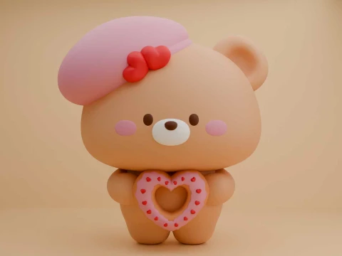 Valentine cute teddy bear 3Dプリントモデル