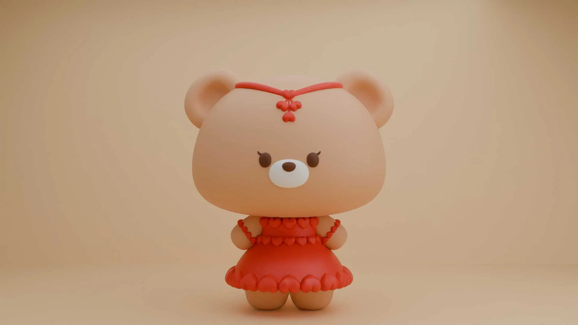 Valentine cute teddy bear girl 3D Print Model .c4d .max .obj .3ds .fbx .stl .blend 