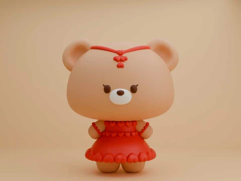 Valentine cute teddy bear girl 3Dプリントモデル