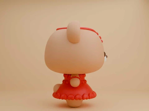 Valentine cute teddy bear girl 3D Print Model