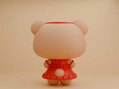 Valentine cute teddy bear girl 3D Print Model