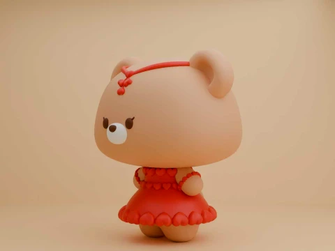 Valentine cute teddy bear girl 3D Print Model