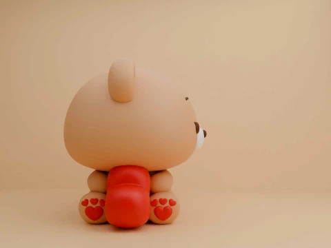 Valentine cute teddy bear and heart 3D Print Model