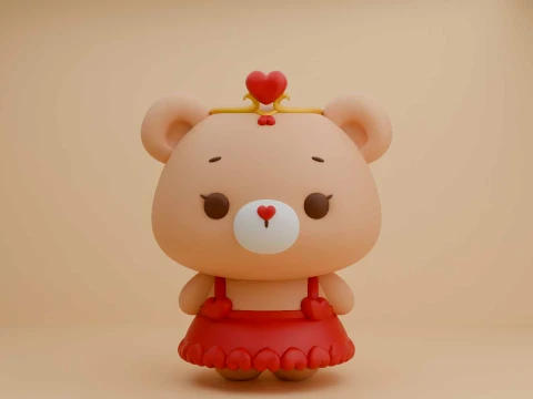 Valentine cute teddy bear girl Modelo de impresión 3D