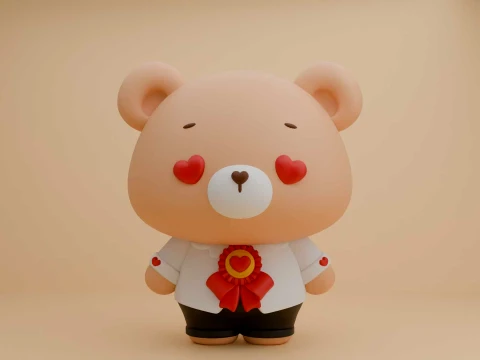 Valentine cute teddy bear 3D printmodel