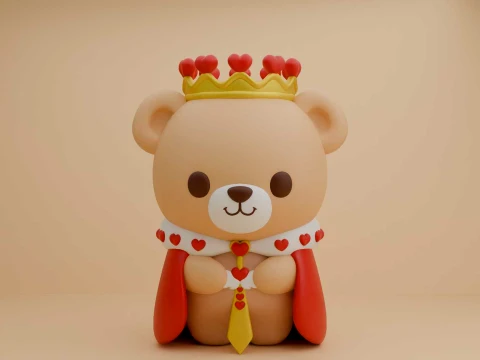Valentine cute teddy bear and heart 3Dプリントモデル