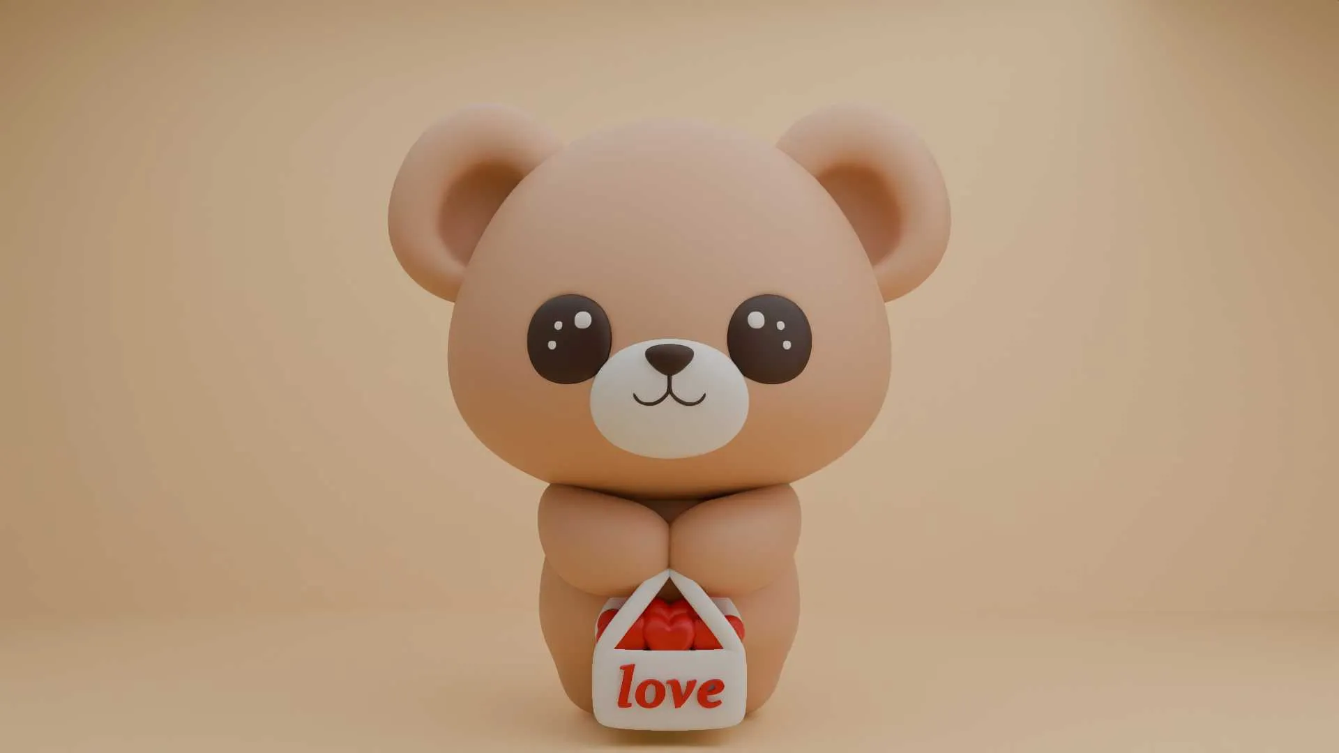 Valentine cute teddy bear and heart 3D Print Model .c4d .max .obj .3ds .fbx .stl .blend 