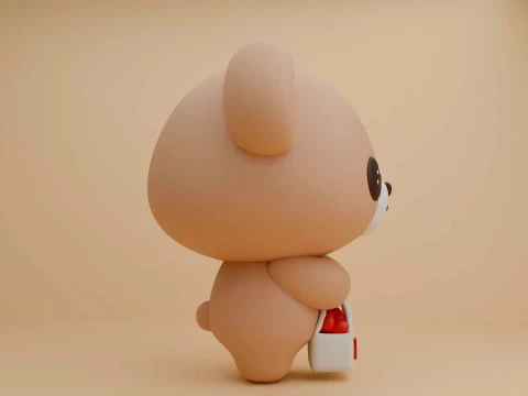 Valentine cute teddy bear and heart 3D Print Model