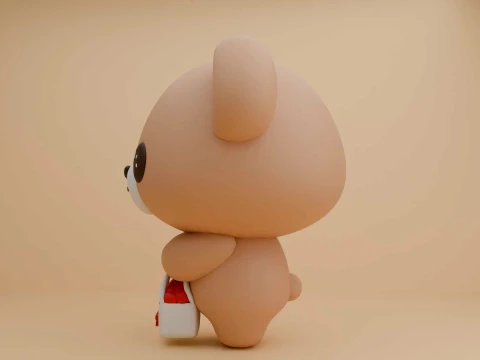 Valentine cute teddy bear and heart 3D Print Model