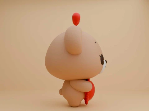 Valentine cute teddy bear and heart 3D Print Model