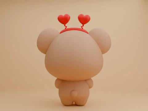 Valentine cute teddy bear and heart 3D Print Model