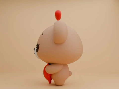 Valentine cute teddy bear and heart 3D Print Model