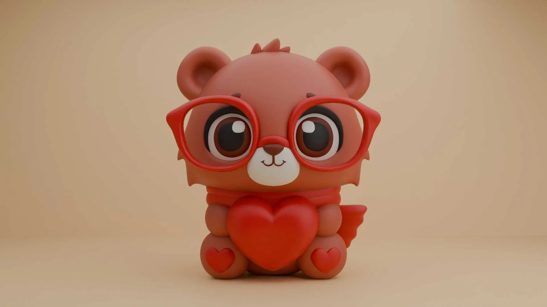 Valentine cute teddy bear and heart 3D Print Model .c4d .max .obj .3ds .fbx .stl .blend