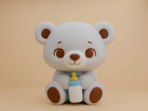 Baby teddy bear and milk 3Dプリントモデル