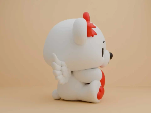 Valentine cute teddy bear and heart 3D Print Model