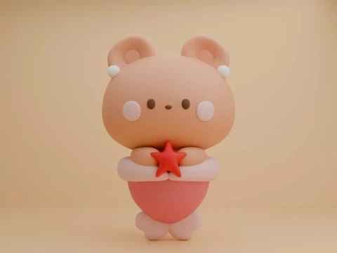 Summer teddy bear mermaid and starfish 3Dプリントモデル