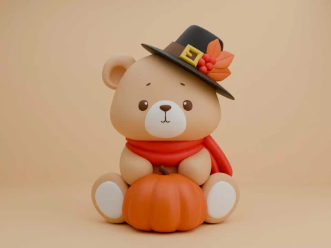 Hallowen teddy bear and pumpkin 3Dプリントモデル