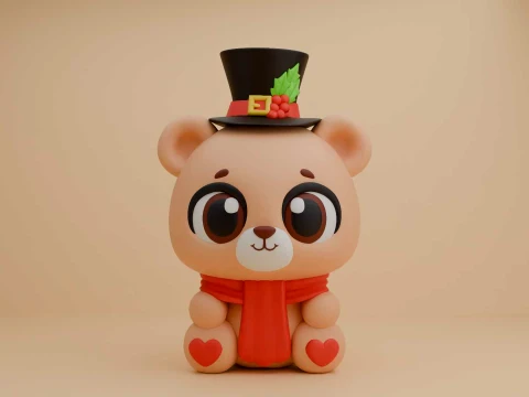 Cute christmas teddy bear 3D Print Model