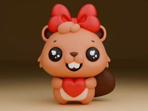 Cute beaver and heart for valentine 3Dプリントモデル