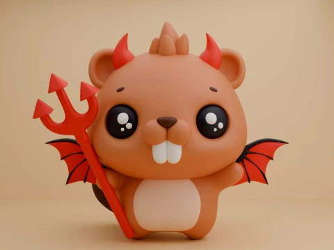 Cute beaver for halloween Modèles 3D en vedette