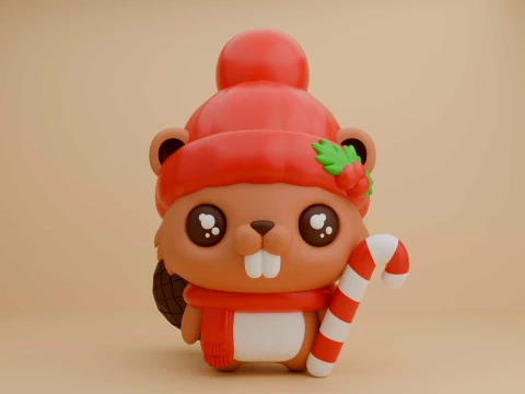 Beaver toy and candy for christmas 3D Print Model