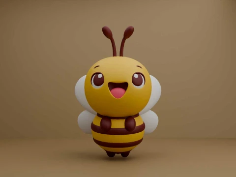 Happy cute bee toy for 3dprint 3D Print Model
