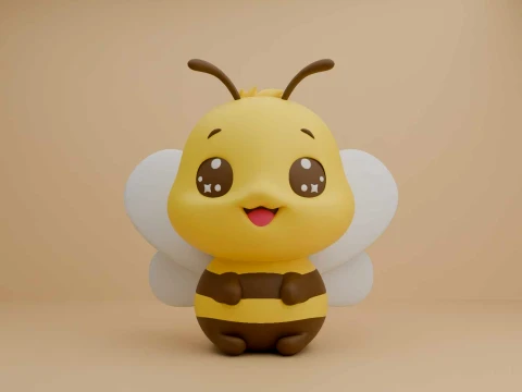 Happy cute bee toy for 3dprint 3D Print Model