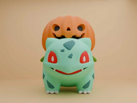 Pokemon bulbasaur and pumpkin figure for halloween day Modelo de impresión 3D