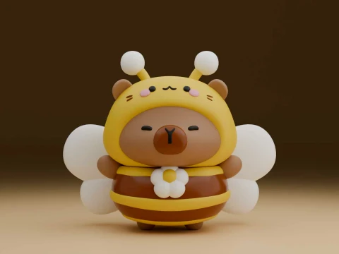 Cute capybara honey bee toy 3D Принт Модель