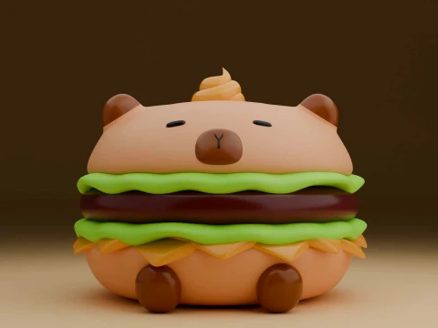 Cute capybara hamburger toy 3D Print Model