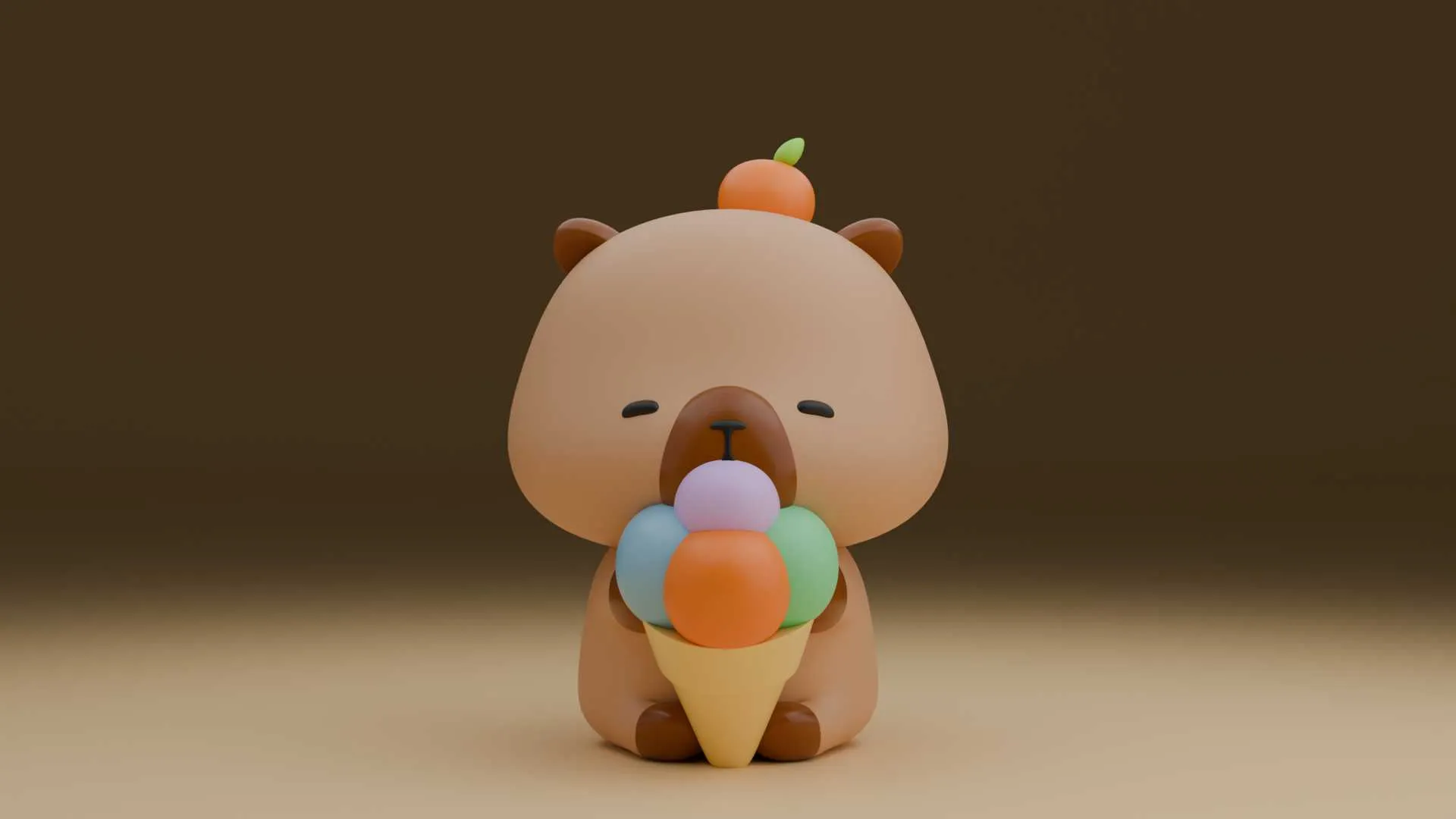 Cute capybara and ice cream toy 3D Print Model .c4d .max .obj .3ds .fbx .stl .blend 