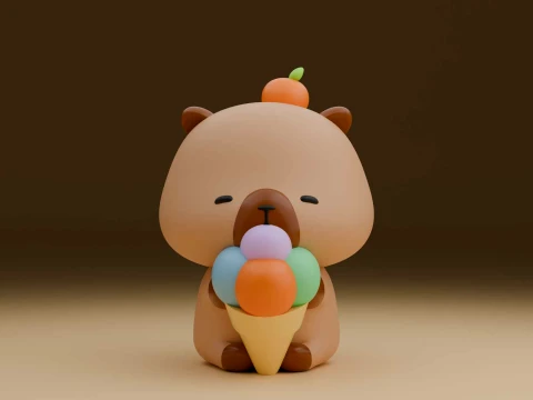 Cute capybara and ice cream toy 3D Print Model