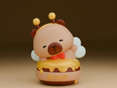 Cute capybara honey bee toy 3D Принт Модель