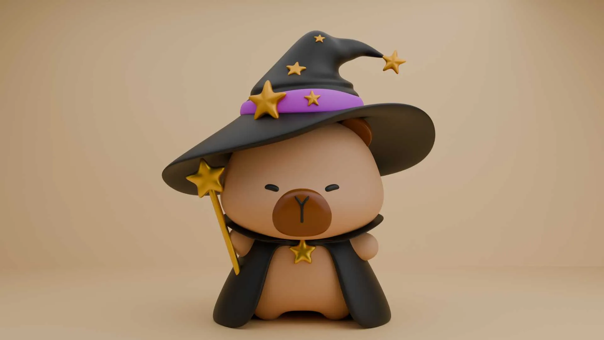 Cute capybara wizard toy for halloween 3D Print Model .c4d .max .obj .3ds .fbx .stl .blend 