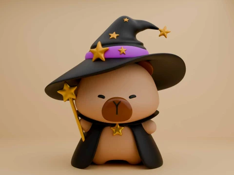 Cute capybara wizard toy for halloween 3Dプリントモデル