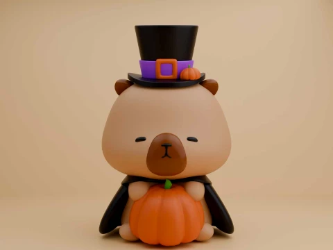 Cute capybara figure and pumpkin for halloween day 3Dプリントモデル