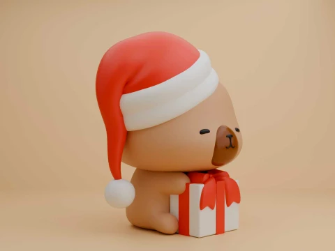 Cute capybara figure for christmas day 3D Print Model