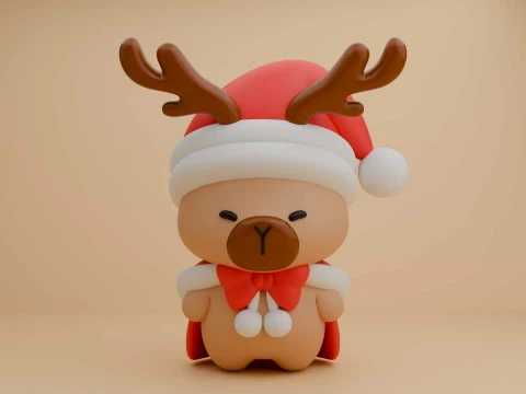Cute capybara deer figure for christmas day 3Dプリントモデル