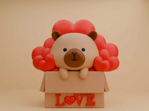 Cute capybara and heart for valentine day 3Dプリントモデル